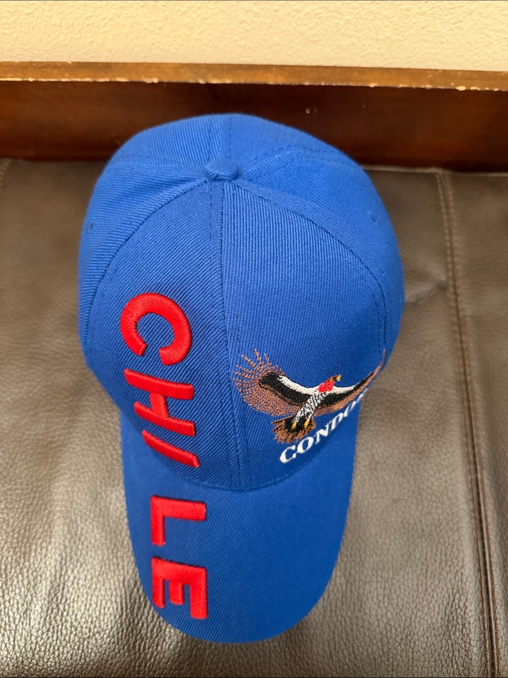 Chile Blue & Red Baseball Cap Features Embroidered Condor & Lettering - Picture 2 of 5